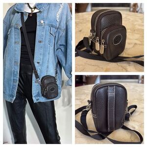 Vintage Roots Leather Camera Bag Crossbody